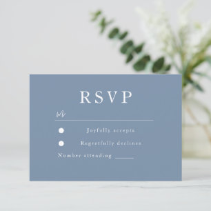 Dusty Blue Modern Wedding & Bridal RSVP Card