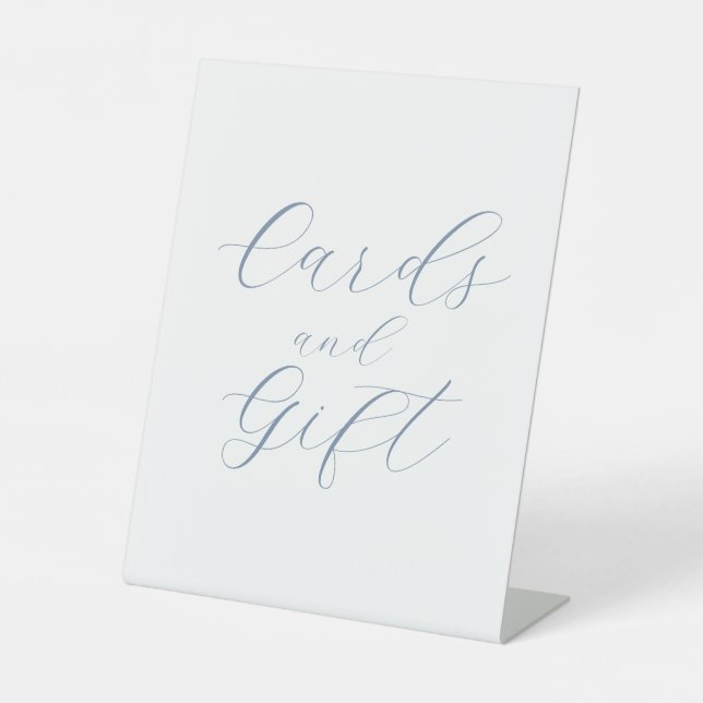 Dusty Blue Modern Wedding Cards and gift sign (Front)