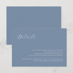 Dusty Blue modern Wedding Details card