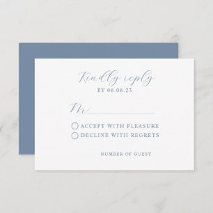 Dusty Blue Modern Wedding RSVP Card