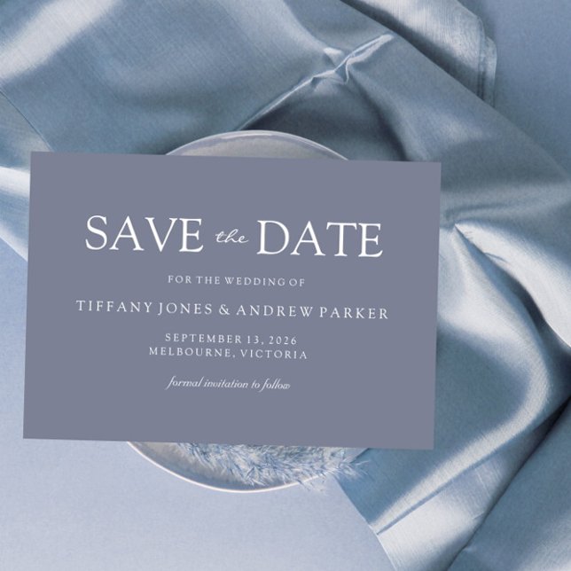 Dusty Blue Modern Wedding Save The Date (Creator Uploaded)