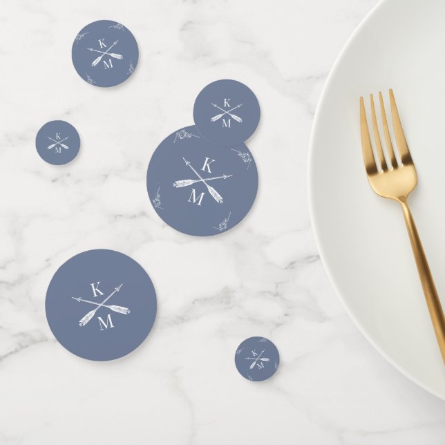 Dusty Blue Monogram and Arrows Wedding Confetti (Group)