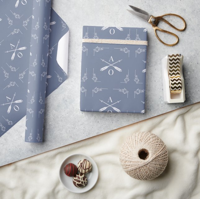 Dusty Blue Monogram and Arrows Wrapping Paper (Crafts)
