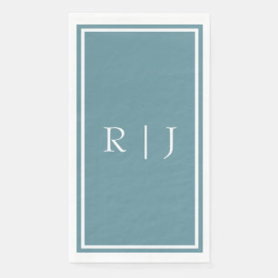 Dusty Blue Monogram Custom Name Simple Wedding Napkin