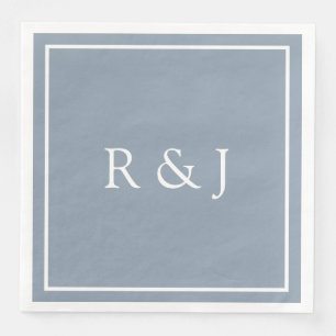 Dusty Blue Monogram Initial Ampersand 2026 Wedding Napkin