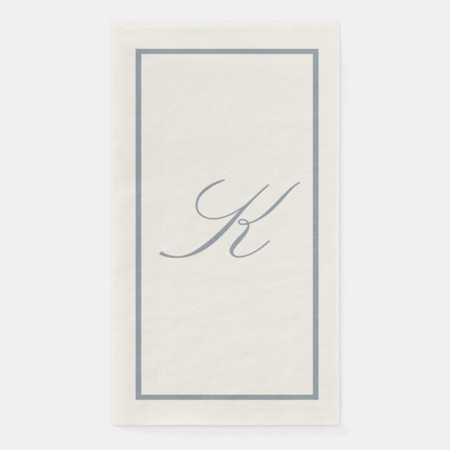 Dusty Blue Monogram Initial Wedding Bridal Shower Napkin (Front)