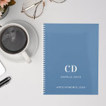 Dusty blue monogram initials 2025 planner<br><div class="desc">A dusty blue background and white text. Personalise and add your monogram initials,  name and a title year.</div>