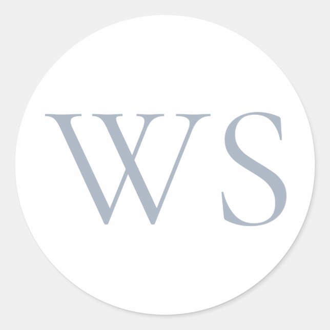 Dusty Blue Monogram Initials Envelope Seal Sticker (Front)