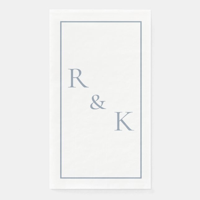 Dusty Blue Monogram Initials Letter Wedding 2025 Napkin (Front)