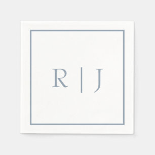 Dusty Blue Monogram Initials Letter Wedding Napkin