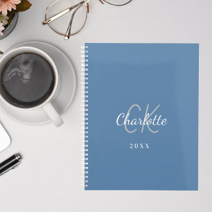 Dusty blue monogram initials name 2026 planner