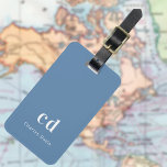 Dusty blue monogram luggage tag<br><div class="desc">Dusty blue background. Personalise and add your monogram letters and full name on the front. Your contact information on the back.</div>