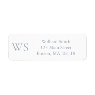 Dusty Blue Monogram Return Address Label