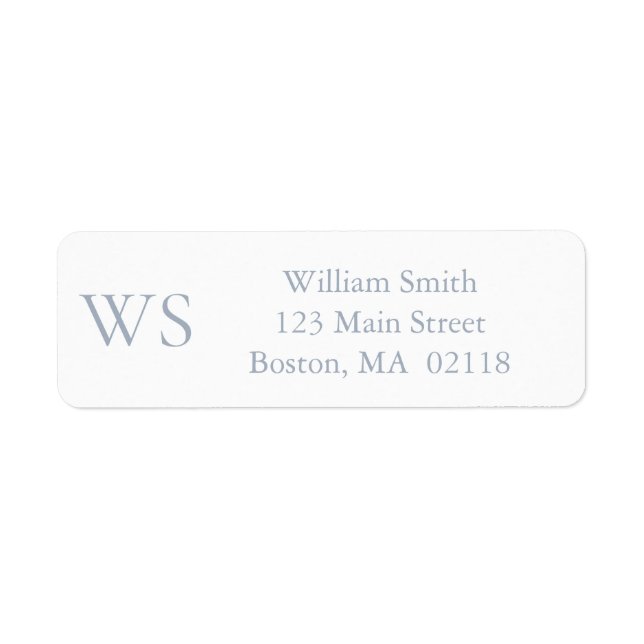 Dusty Blue Monogram Return Address  Label (Front)