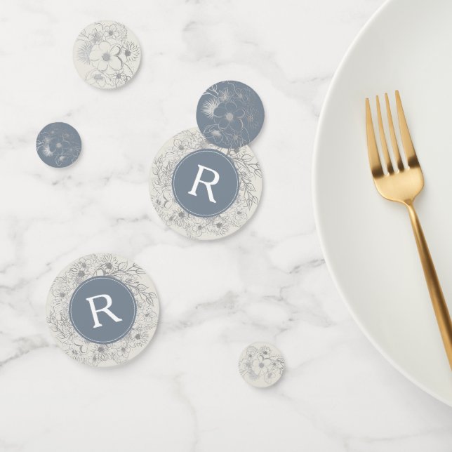 Dusty Blue Monogram Wedding Confetti (Group)