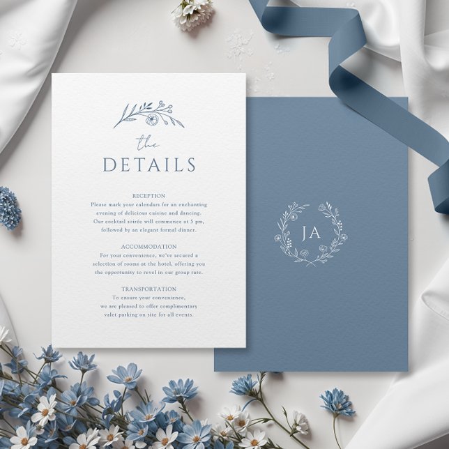 Dusty Blue Monogram Wedding Enclosure Card (Creator Uploaded)