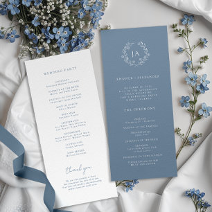 Dusty Blue Monogram Wedding Program