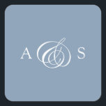 Dusty Blue Monogram Wedding Square Sticker<br><div class="desc">Elevate your wedding stationery with our Dusty Blue Monogram Wedding Square Sticker, a perfect blend of classic elegance and modern simplicity. Set against a soft, dusty blue background, this square sticker features the couple’s initials delicately intertwined by an elegant handwritten "&" symbol in the centre. The minimalistic design, combined with...</div>