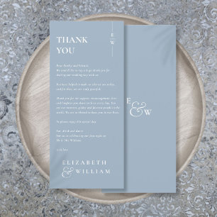 Dusty Blue Monogram Wedding Thank You Place Card
