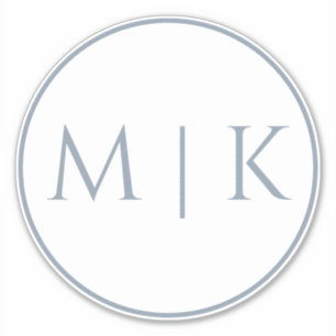 Dusty Blue Monograms Name Simple Minimal Wedding