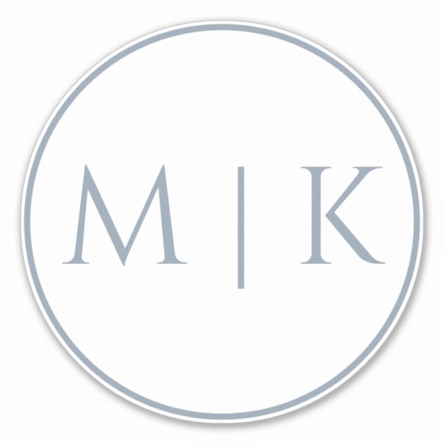 Dusty Blue Monograms Name Simple Minimal Wedding (Front)