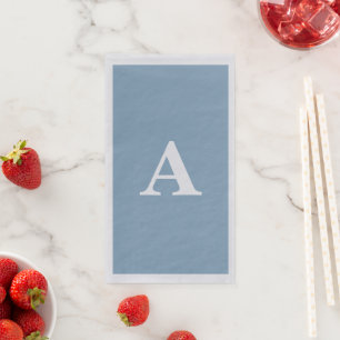 Dusty Blue Monograms Simple Modern Custom Name Napkin