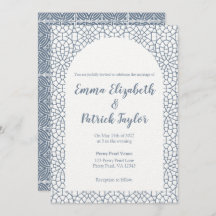 Dusty Blue Mosaic Wedding Invitation