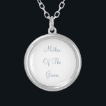Dusty Blue Mother Of The Groom Wedding Gift Favour Silver Plated Necklace<br><div class="desc">Designed with custom text "Mother of the groom" in popular dusty blue,  this is perfect,  simple and classy gift or party favour for the mother of the groom. You may change the text or colour for a different event or recepient as you wish!</div>