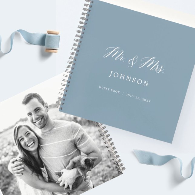 Dusty Blue Mr. & Mrs Photo Wedding Guest Book (Creator Uploaded)