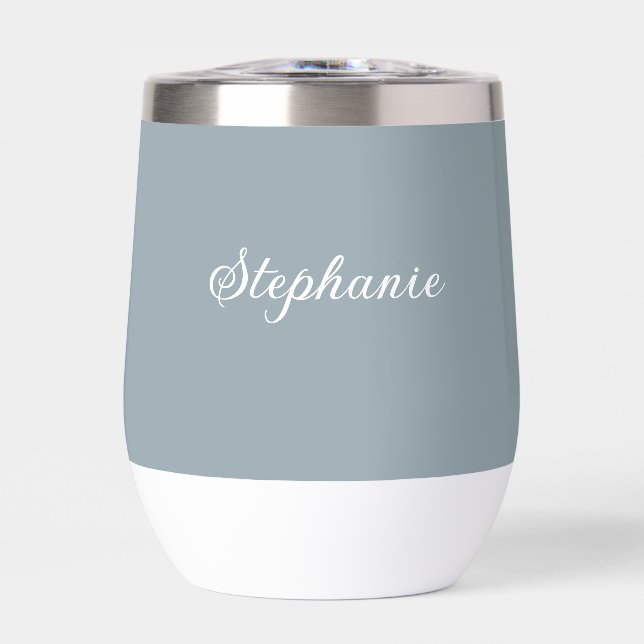 Dusty Blue Name Modern Elegant Monogram Boho (Front)