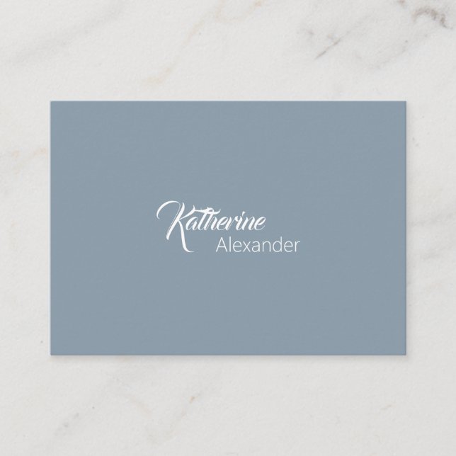 Dusty Blue Name Only on Front Script & Print Business Card (Front)