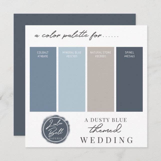 Dusty Blue Navy and Grey Colour Palette Card (Front/Back)