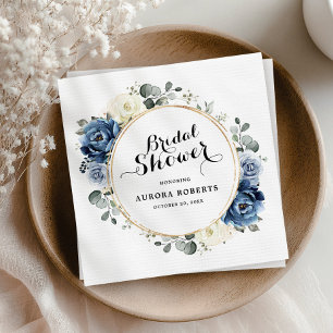 Dusty Blue Navy Champagne Ivory Bridal Shower Napkin