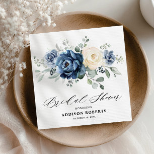 Dusty Blue Navy Champagne Ivory Bridal Shower Napkin