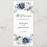 Dusty Blue Navy Champagne Ivory Floral Wedding Program<br><div class="desc">Dusty blue floral wedding program card featuring elegant bouquet of navy blue, royal blue , white , gold, champagne ivory, blush colour rose , ranunculus flower buds and sage green eucalyptus leaves and elegant watercolor bouquet. Please contact me for any help in customisation or if you need any other product...</div>