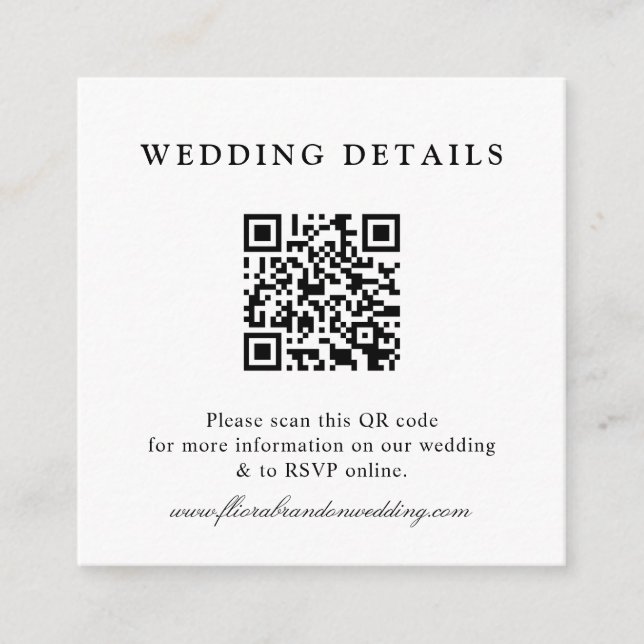 Dusty Blue Navy Champagne Ivory Floral Wedding  QR Enclosure Card (Front)