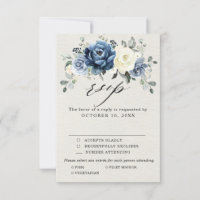 Dusty Blue Navy Champagne Ivory Floral Wedding RSV