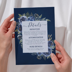 Dusty Blue Navy Champagne Ivory Wedding  Enclosure Card