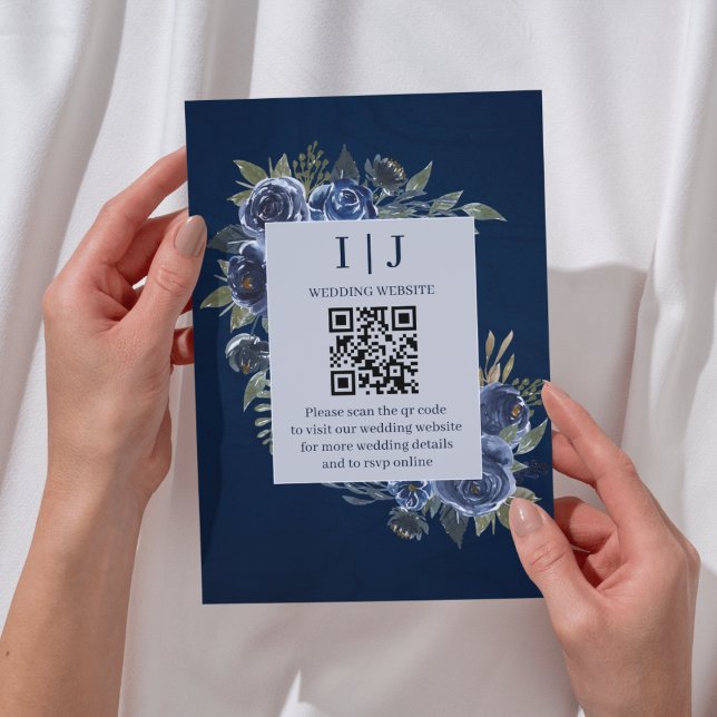 Dusty Blue Navy Champagne Ivory Wedding  Enclosure Card (Creator Uploaded)