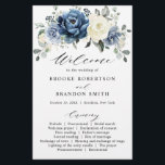 Dusty Blue Navy Champagne Ivory Wedding Program<br><div class="desc">Dusty blue floral wedding program card featuring elegant bouquet of navy blue, royal blue , white , gold, champagne ivory, blush colour rose , ranunculus flower buds and sage green eucalyptus leaves and elegant watercolor bouquet. Please contact me for any help in customisation or if you need any other product...</div>