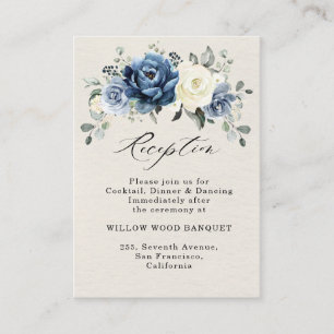 Dusty Blue Navy Champagne Ivory Wedding Reception Enclosure Card