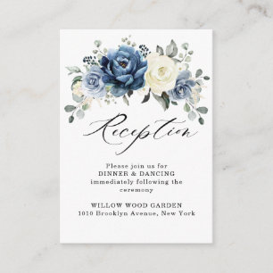 Dusty Blue Navy Champagne Ivory Wedding Reception Enclosure Card