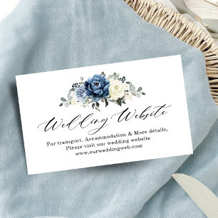 Dusty Blue Navy Champagne Ivory Wedding Website Enclosure Card