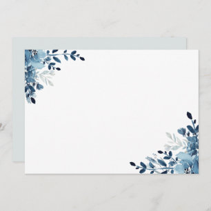 Dusty Blue Navy Floral Blank Card