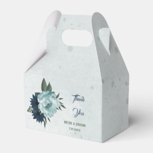 Dusty blue &navy flowers botanical wedding favour box
