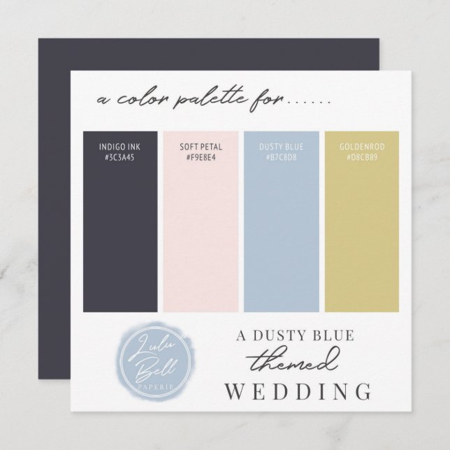 Dusty Blue Navy Gold & Blush Colour Palette Card (Front/Back)