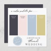 Dusty Blue Navy Gold & Blush Colour Palette Card