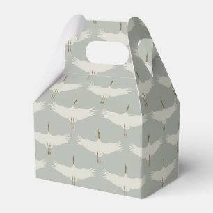 Dusty Blue Neutral Birds Cranes Art Deco Pattern  Favour Box