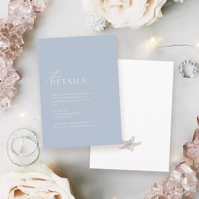 Dusty blue ocean themed beach wedding details enclosure card (Dusty blue ocean themed beach wedding details enclosure card)