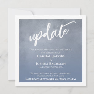Dusty Blue Ombre Postponed Wedding Update Card